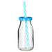 Set of 4 Glass Drinking Bottles with Wooden Crate