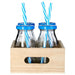 Set of 4 Glass Drinking Bottles with Wooden Crate