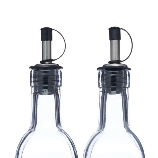 Italian Set of 2 Glass Oil and Vinegar Bottles