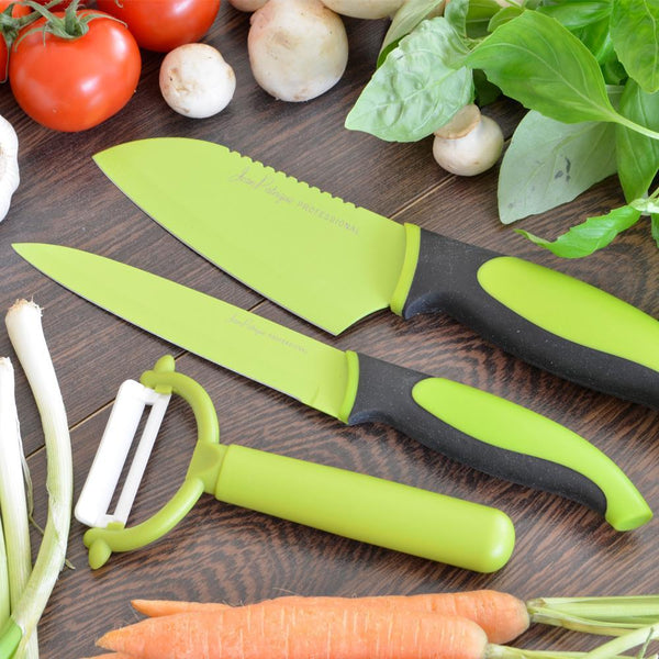 3 Piece Chef’s Non-Stick Green & Black Prep Set