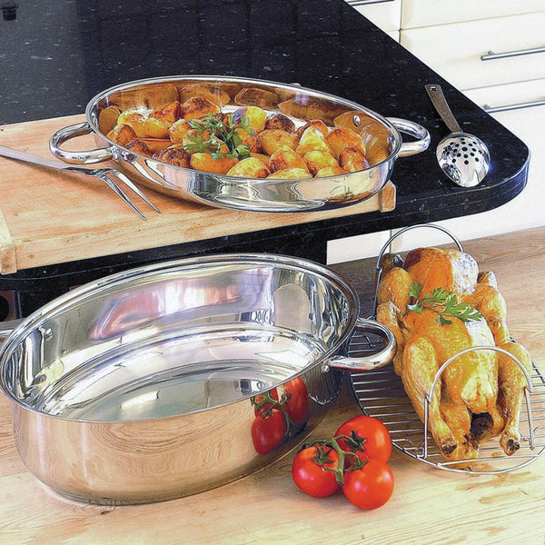 42cm Double Oval Roaster/Steamer/Fish Kettle
