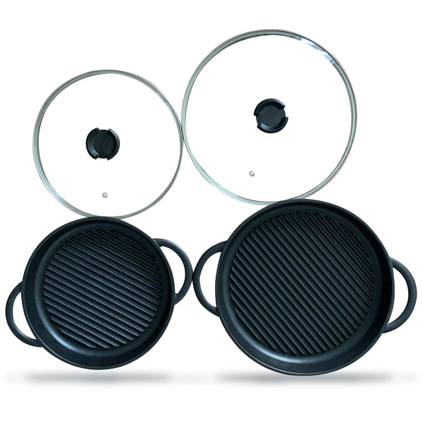 The Whatever Pan XL - Cast Aluminium Griddle Pan with Glass Lid