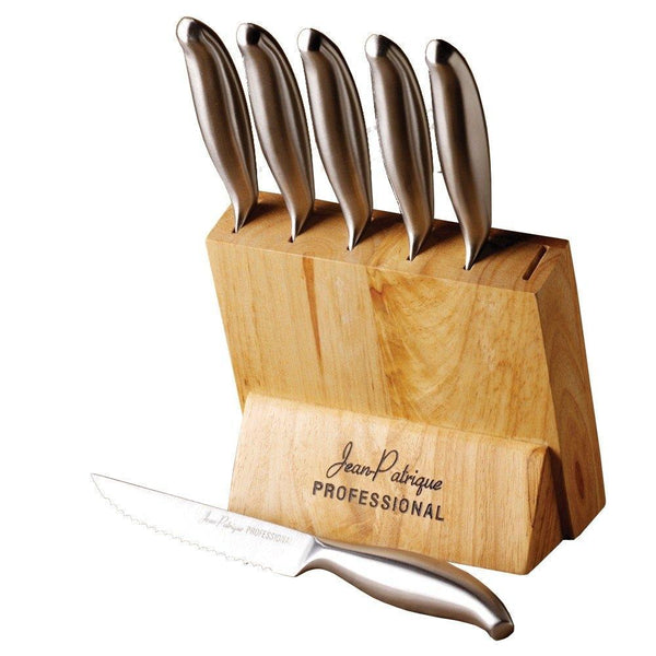 6-Piece Stainless Steel Steak Knife Set with Block