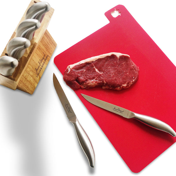 6-Piece Stainless Steel Steak Knife Set with Block