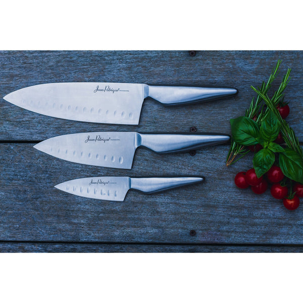 Chopaholic Oriental 3 Piece Chef's Knife Set with Professional Bamboo Knife Block and Chopping Board