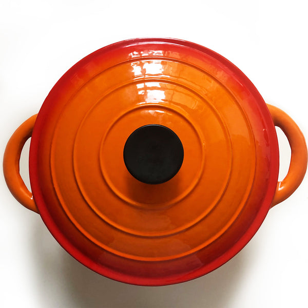 Round Dutch Oven Casserole Dish - Orange Cast Iron 26cm / 10.2 Inch
