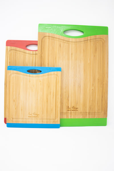 Bamboo Chopping Board with Silicone Ends - Large (Green)