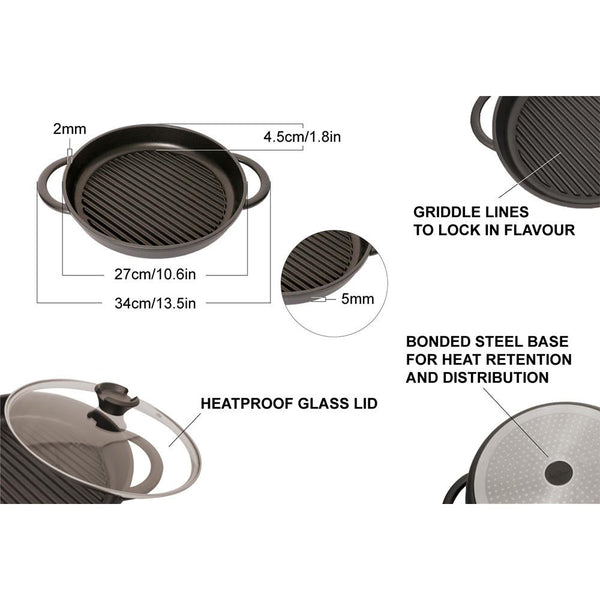 The Whatever Pan - Cast Aluminium Griddle Pan with Glass Lid