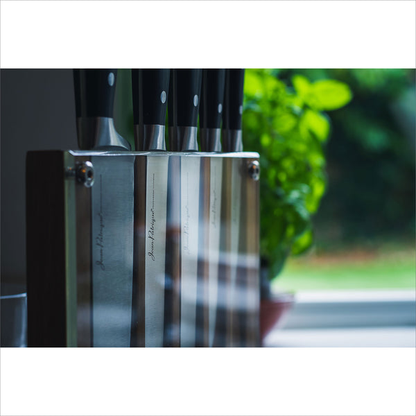 Onyx Collection 5 Kitchen Knife Set with Walnut Acrylic Block - Set of 5