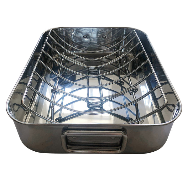 Stainless Steel Roaster Pan with Serving Rack Box