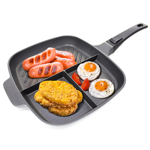 The Lazy Pan - Cast Aluminium Non-Stick Multi-Section Frying Pan
