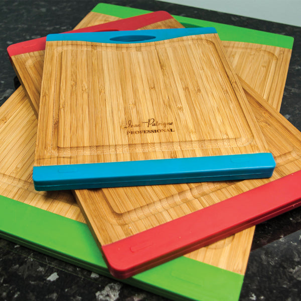 Bamboo Chopping Board with Silicone Ends - Medium (Red)